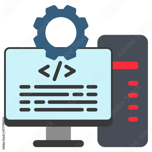 Programming Icon, Mini Illustration Relate To Industry 4-0, Modern Industry. Use For Modern Concept, Ui, Ux Web And App Development.