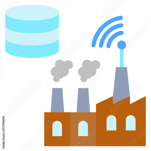 Connected Factory Icon, Mini Illustration Relate To Industry 4-0, Modern Industry. Use For Modern Concept, Ui, Ux Web And App Development.