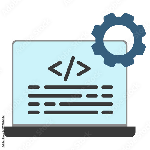 Programming Icon, Mini Illustration Relate To Industry 4-0, Modern Industry. Use For Modern Concept, Ui, Ux Web And App Development.