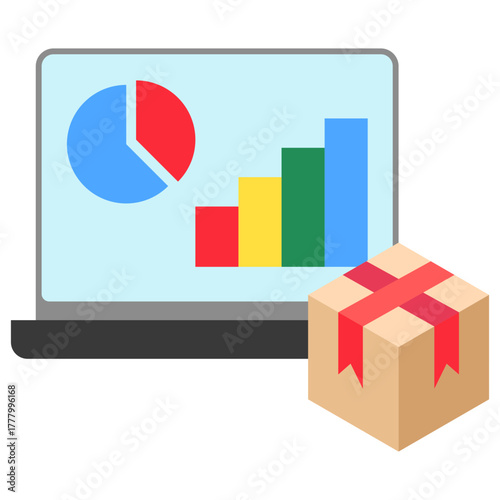 Data Visualization Icon, Mini Illustration Relate To Industry 4-0, Modern Industry. Use For Modern Concept, Ui, Ux Web And App Development.