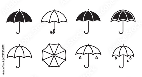 Umbrella icons set vector collection various designs for weather protection