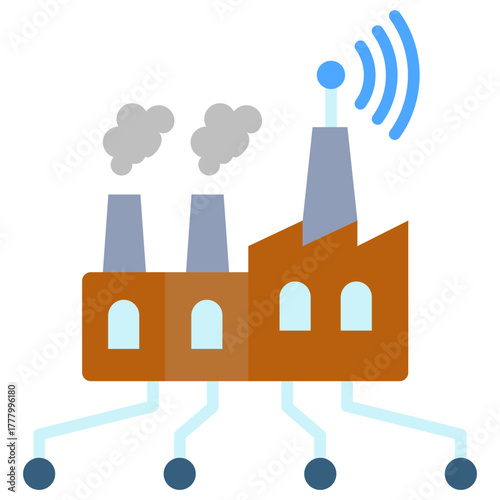 Digital Factory Icon, Mini Illustration Relate To Industry 4-0, Modern Industry. Use For Modern Concept, Ui, Ux Web And App Development.