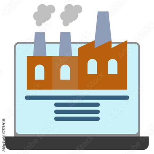 Digital Factory Icon, Mini Illustration Relate To Industry 4-0, Modern Industry. Use For Modern Concept, Ui, Ux Web And App Development.
