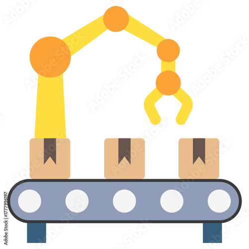 Factory Robot Icon, Mini Illustration Relate To Industry 4-0, Modern Industry. Use For Modern Concept, Ui, Ux Web And App Development.