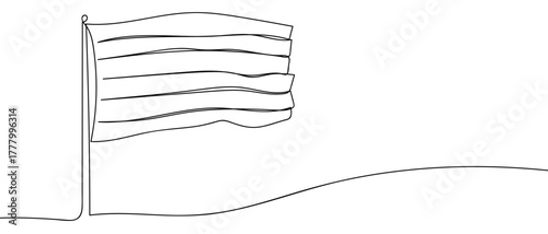 One continuous line of the LGBTQ+ flag single line art drawing vector illustration Editable stroke.