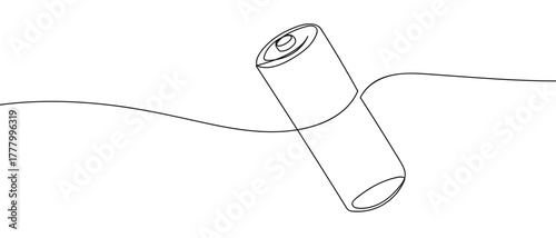 One continuous line of lithium batteries single line art drawing vector illustration Editable stroke.