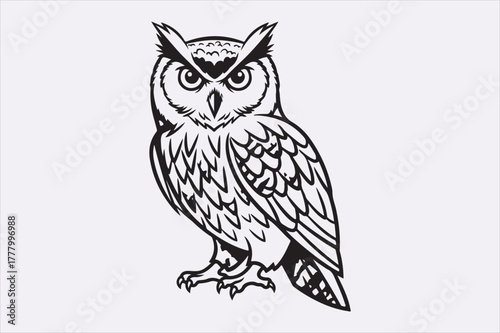 Line art see bird owl design art