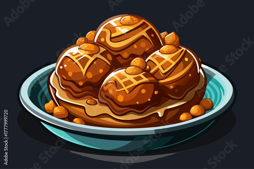 Traditional Scottish fried mars dessert on dark background, delicious sweet snack, famous Scottish culinary concept, crunchy chocolate treat, and iconic fried candy food photography.