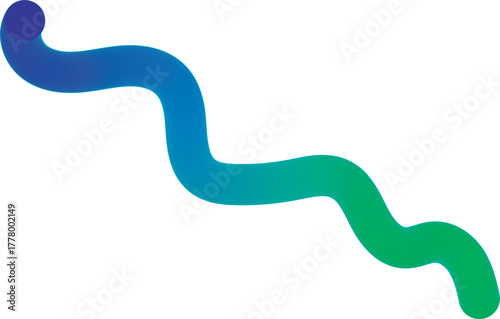 Abstract flowing gradient line with blue to green color transition