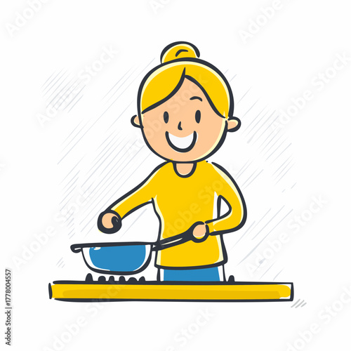 Person cooking on stove – Kitchen, food preparation, home, meal