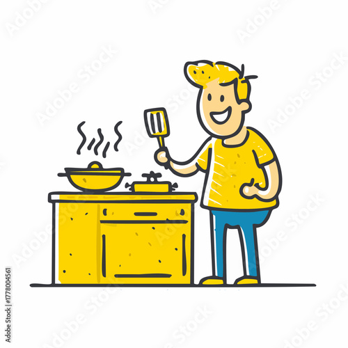 Person cooking on stove – Kitchen, food preparation, home, meal