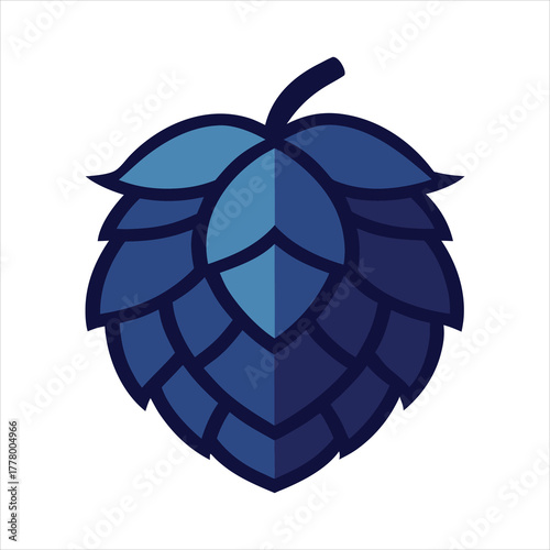 Dark Blue Hop Cone Vector Illustration for Craft Beer Design