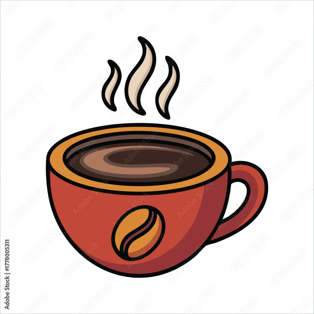 Obraz premium freshly brewed coffee mug with aromatic steam swirls vector art isolated on white background