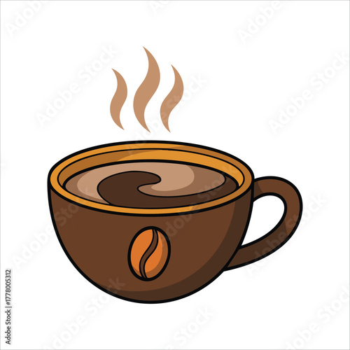 freshly brewed coffee mug with aromatic steam swirls vector art isolated on white background