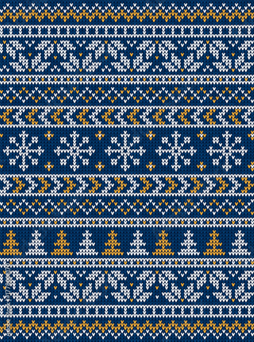 Blue Fair Isle Knitted Pattern, Cozy Nordic Winter Texture