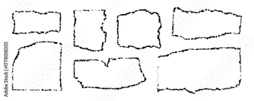 Set of Grungy Rough-Edged Frames and Borders for Creative Design.