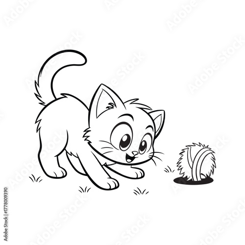 A tiny kitten crouches low wiggling its tail befo16.eps