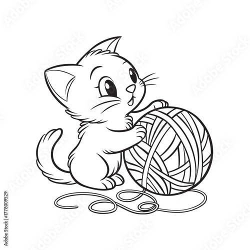 A baby kitten gets caught up in a ball of yarn9.eps