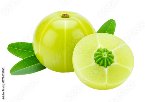 Amla fruit isolated on transparent background, also known as indian gooseberry