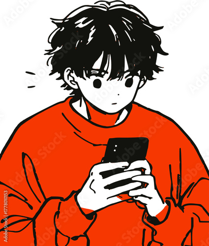 スマホを操作する男の子