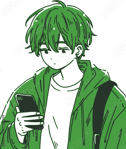 スマホを操作する男の子