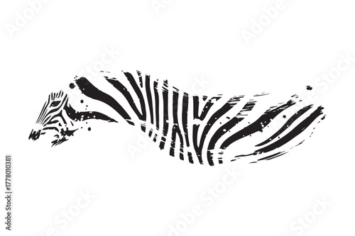Abstract zebra stripes art with distressed texture