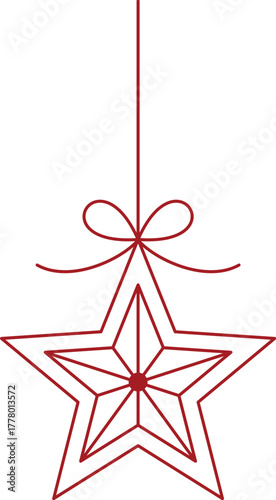 Red Christmas snowflake ornament vector icon, holiday decoration symbol design.
