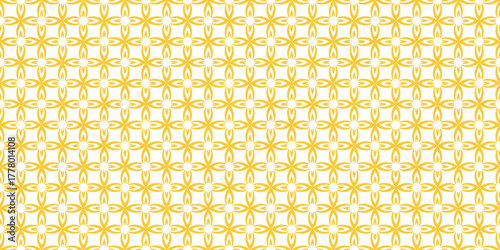 Yellow Geometric Floral Seamless Pattern. Vector Repeating Background.