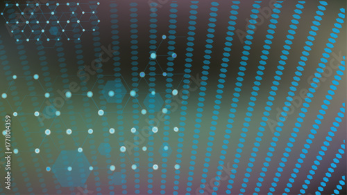 Dark Abstract Geometric Network with Hexagons Glowing Lights Futuristic grid