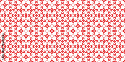 Red Geometric Floral Seamless Pattern. Vector Repeating Background.