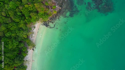 Wallpaper Mural Koh Rong beach coastline evening lush jungle. Stunning aerial view flight drone Torontodigital.ca