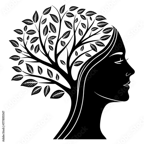 silhouette of a woman with flowers