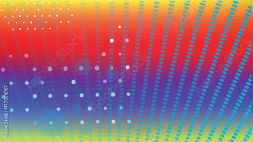 Abstract Red Yellow Hexagonal Network Pattern Futuristic