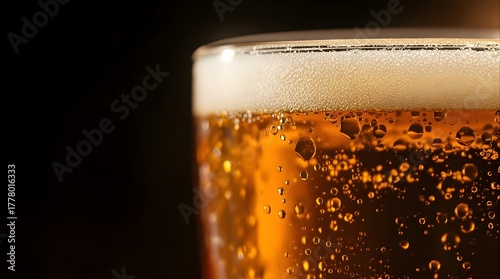 Wallpaper Mural Close-up of cold beer with foam and bubbles – refreshing golden drink in glass, macro photography for St. Patrick’s Day celebration, pub and bar concept background Torontodigital.ca