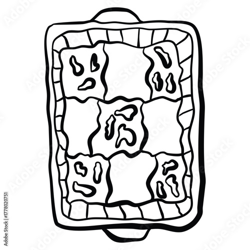 Hand drawn vector lasagna italian food icon. 