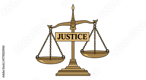 Scales of Justice balancing fairness and equity for all, vector illustration, legal concept.