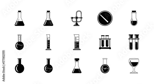 Scientific laboratory glassware set for chemistry, biology, and research experiments