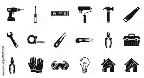 Essential tools for home repair projects and DIY renovations, perfect for construction work