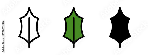 Simple Tree Leaf Illustrations Showing Stages of Fill and Solid Color