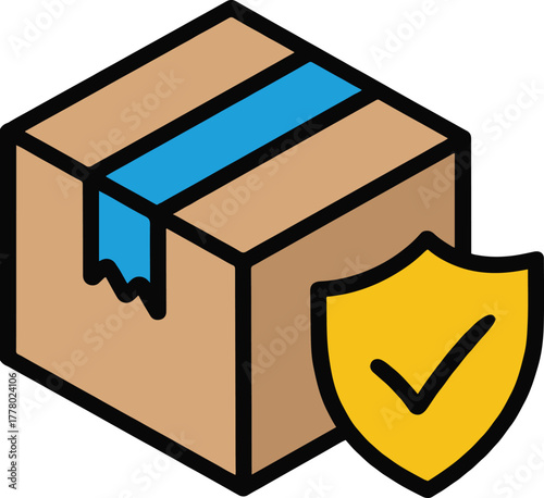 Parcel Security Icon – Package Delivery and Safety Shield Symbol