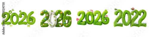 Celebrate the Seasons with Cheerful 2026 and 2022 Green Numbers for St. Patrick's Day, Easter, Christmas, and Winter Holidays, Perfect for Festive Designs