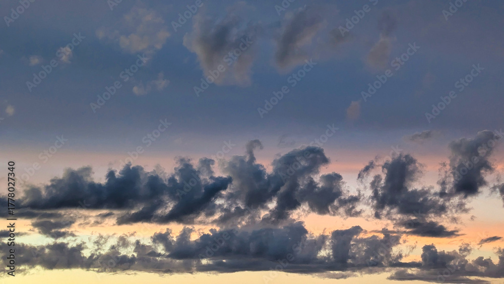 Obraz premium Cloud background at dusk in Asturias, Spain