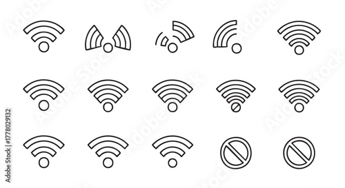 Wifi signal icon set illustration for wireless connectivity and internet access