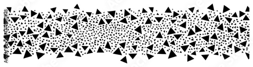Abstract Triangle Explosion Seamless Border. Vector Geometric Shatter Effect Pattern.