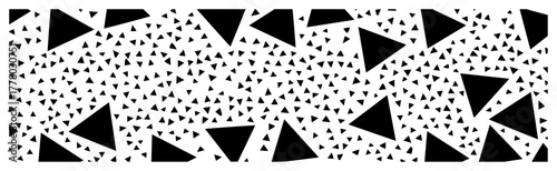 Chaotic Triangle Fragments Seamless Pattern. Vector Geometric Explosion Background Border.