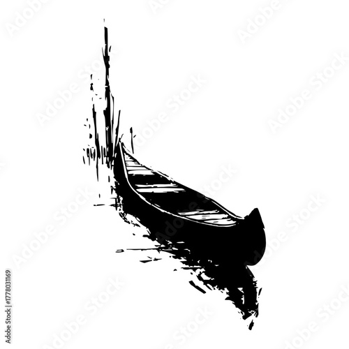 Venetian Gondola Sketch. Vector Illustration of an Italian Boat on a Canal.