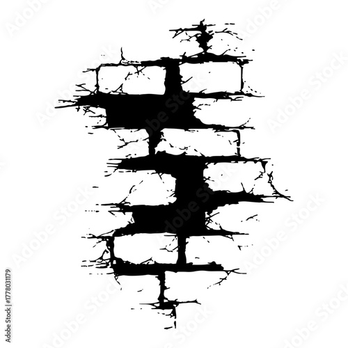 Grunge Brick Wall Texture Vector Element Abstract Sketch of a Cracked and Distressed Wall