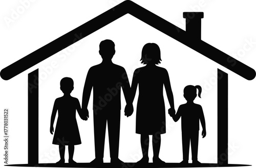 Family home house parents children silhouette protection