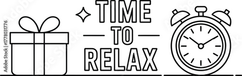 Time to relax gift and alarm clock vector design template