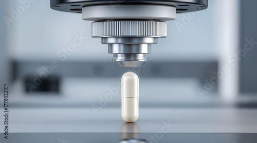 healthcare startup plan High-tech capsule being processed in a lab environment with advanced machinery.